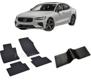 Set 5 covorase VOLVO S60 PHEV din 2018-PREZENT, cu covoras tunel median, CAROSERIE SEDAN, Presuri cauciuc 100%, compatibil cu autoturismul VOLVO S60 PHEV, Rigum - Img 2