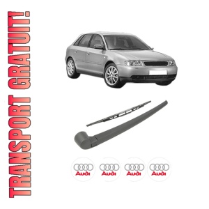 Set brat stergator spate cu lamela pentru AUDI A3 (8L1) din 1996-2003, pentru spate, din cauciuc siliconat rezistent, 4 stickere auto AUDI