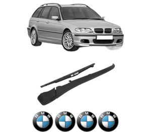 Set brat stergator spate cu lamela pentru BMW Seria 3 Touring (E46) din 1999-2005, pentru spate, din cauciuc siliconat rezistent, 4 stickere auto BMW Seria v2591