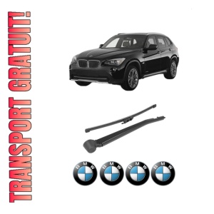 Set brat stergator spate cu lamela pentru BMW Seria X1 (E84) din 2009-2015, pentru spate, din cauciuc siliconat rezistent, 4 stickere auto BMW Seria