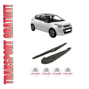 Set brat stergator spate cu lamela pentru CITROEN C1 II (PA_, PS_) din 2014-2021, pentru spate, din cauciuc siliconat rezistent, 4 stickere auto CITROEN