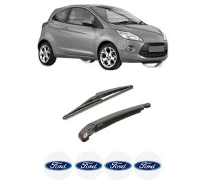 Set brat stergator spate cu lamela pentru FORD KA (RU8) din 2008-2016, pentru spate, din cauciuc siliconat rezistent, 4 stickere auto FORD v2052