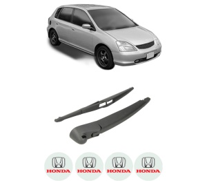 Set brat stergator spate cu lamela pentru HONDA CIVIC VII Hatchback (EU, EP, EV) din 2000-2005, pentru spate, din cauciuc siliconat rezistent, 4 stickere auto HONDA v1929
