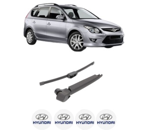 Set brat stergator spate cu lamela pentru HYUNDAI i30 Estate (GD) din 2012-2017, pentru spate, din cauciuc siliconat rezistent, 4 stickere auto HYUNDAI v1874