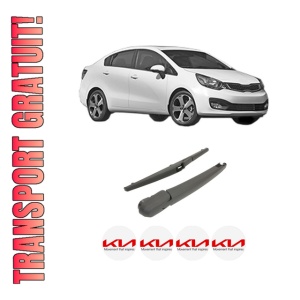 Set brat stergator spate cu lamela pentru KIA RIO III Saloon (UB) din 2011-2017, pentru spate, din cauciuc siliconat rezistent, 4 stickere auto KIA