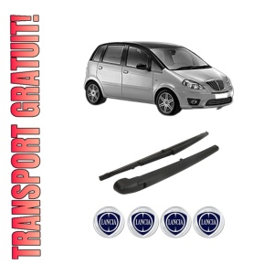 Set brat stergator spate cu lamela pentru LANCIA MUSA (350_) din 2004-2012, pentru spate, din cauciuc siliconat rezistent, 4 stickere auto LANCIA