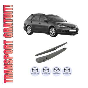 Set brat stergator spate cu lamela pentru MAZDA 6 Station Wagon (GY) din 2002-2008, pentru spate, din cauciuc siliconat rezistent, 4 stickere auto MAZDA