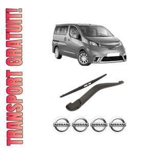 Set brat stergator spate cu lamela pentru NISSAN NV200 / EVALIA Bus din 2010-2014, pentru spate, din cauciuc siliconat rezistent, 4 stickere auto NISSAN