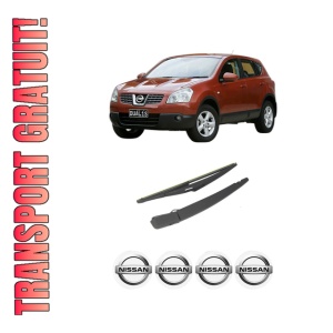 Set brat stergator spate cu lamela pentru NISSAN QASHQAI I (J10, NJ10) din 2006-2013, pentru spate, din cauciuc siliconat rezistent, 4 stickere auto NISSAN