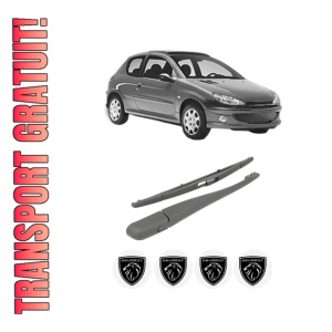 Set brat stergator spate cu lamela pentru PEUGEOT 206 Hatchback (2A/C) din 1998-2012, pentru spate, din cauciuc siliconat rezistent, 4 stickere auto PEUGEOT