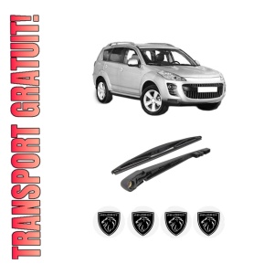 Set brat stergator spate cu lamela pentru PEUGEOT 4007 (VU_, VV_) din 2007-2013, pentru spate, din cauciuc siliconat rezistent, 4 stickere auto PEUGEOT