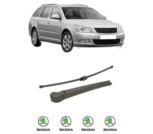 Set brat stergator spate cu lamela pentru SKODA OCTAVIA II Combi (1Z5) din 2004-2013, pentru spate, din cauciuc siliconat rezistent, 4 stickere auto SKODA v522