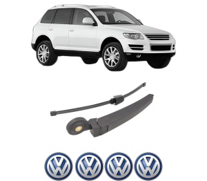 Set brat stergator spate cu lamela pentru Volkswagen TOUAREG (7LA, 7L6, 7L7) din 2002-2010, pentru spate, din cauciuc siliconat rezistent, 4 stickere auto Volkswagen v156