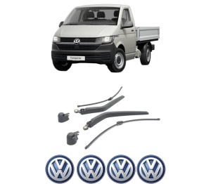 Set brat stergator spate cu lamela pentru Volkswagen TRANSPORTER T5 Platform/Chassis (7JD, 7JE, 7JL, 7JY, 7JZ, 7F din 2003-2015, pentru spate, din cauciuc siliconat rezistent, 4 stickere auto Volkswagen v216