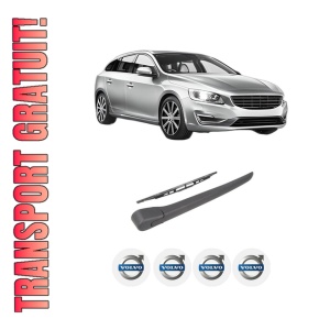 Set brat stergator spate cu lamela pentru VOLVO V60 I (155) din 2010-2018, pentru spate, din cauciuc siliconat rezistent, 4 stickere auto VOLVO