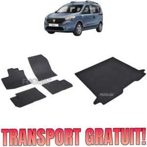 Set Covorase Auto Si Tavita Portbagaj DACIA DOKKER din 11.2012 - 09.2021, caroserie van 5 locuri,