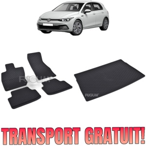 Set Covorase Auto Si Tavita Portbagaj VOLKSWAGEN GOLF 8 MHEV din 11.2020 - 2026, caroserie hatchback, PORTBAGAJ SUPERIOR, ROATA REZERVA NORMALA