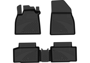 Set covorase Dacia Duster III din 2024 cu statie GPL din fabrica, covorase presuri tavita auto, cu tunel median intermediar din cauciuc thermoplastic, 4 Stickere auto cu Dacia - Img 3