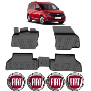 Set covorase Ford Tourneo Connect III din 2022, covorase presuri tavita auto, cu tunel median intermediar din cauciuc thermoplastic, 4 Stickere auto cu Ford - Img 2
