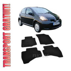 Set covorase mocheta Toyota Aygo 1 pana la facelift, 2005-2011, din mocheta, compatibile cu autoturismul Toyota Aygo 1 pana la facelift