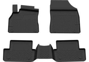 Set covorase Renault Fluence din 2009 - 2015, covorase presuri tavita auto, cu tunel median intermediar din cauciuc thermoplastic, 4 Stickere auto cu Renault - Img 3