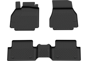 Set covorase Renault Megane II din 2002 - 2008, covorase presuri tavita auto, cu tunel median intermediar din cauciuc thermoplastic, 4 Stickere auto cu Renault - Img 3