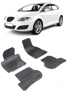 Set covorase Seat Leon II 1P Hatchback 07.2005 - 2012 si 4 stickere rotunde Seat accesorii pentru autoturismul tau - masina v4423