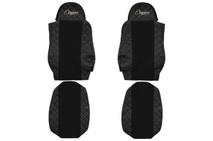 Set Huse Scaune Camion Tir DAF CF 75 din 2001-2013, Auto, Model ELEGANCE Q, Culoare Negru, 4x Stickere auto cu DAF - Img 2