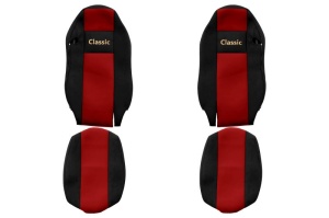 Set Huse Scaune Camion Tir MAN TGX I din 2006-2021, Auto, Model CLASSIC, Culoare Rosu, 4x Stickere auto cu MAN - Img 2