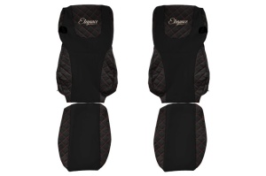Set Huse Scaune Camion Tir MAN TGX I din 2006-2021, Auto, Model ELEGANCE Q, Culoare Negru/Rosu, 4x Stickere auto cu MAN - Img 2