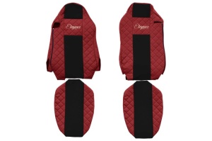 Set Huse Scaune Camion Tir MAN TGX I din 2006-2021, Auto, Model ELEGANCE Q, Culoare Rosu, 4x Stickere auto cu MAN - Img 2