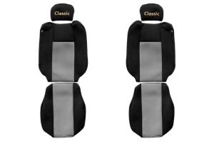 Set Huse Scaune Camion Tir RENAULT TRUCKS T din 2004-2019, Auto, Model CLASSIC, Culoare Gri, 4x Stickere auto cu RENAULT TRUCKS - Img 2