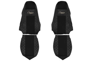 Set Huse Scaune Camion Tir SCANIA P I din 2003-2019, Auto, Model ELEGANCE Q, Culoare Negru, 4x Stickere auto cu SCANIA - Img 2