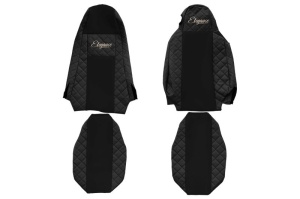 Set Huse Scaune Camion Tir SCANIA R I din 2004-2019, Auto, Model ELEGANCE Q, Culoare Negru, 4x Stickere auto cu SCANIA - Img 2