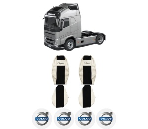 Set Huse Scaune Camion Tir VOLVO FH16 III din 2020-2024, Auto, Model ELEGANCE S, Culoare Sampanie, 4x Stickere auto cu VOLVO