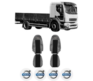 Set Huse Scaune Camion Tir VOLVO FL II din 2006-2009, Auto, Model ELEGANCE Q, Culoare Gri, 4x Stickere auto cu VOLVO