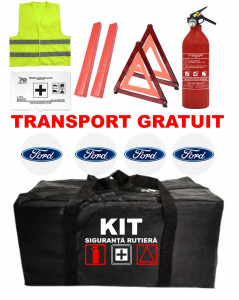 Set Kit - Trusa siguranta auto omologat R.A.R, Stingator cu manometru 1kg P1 , Trusa Medicala, 2 Triunghiuri Reflectorizante , 4 stickere autoadezive FORD accesorii pentru autoturismul tau - masina v93008
