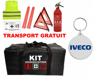 Set Kit - Trusa siguranta auto omologat R.A.R, Stingator cu manometru 1kg P1 , Trusa Medicala, 2 Triunghiuri Reflectorizante , 1 Breloc IVECO accesorii pentru autoturismul tau - masina v92761
