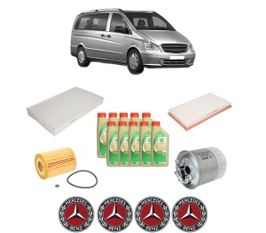 Set Pachet filtre revizie Bosch, 10 litrii ulei Castrol 5W30 MERCEDES-BENZ VITO Bus (W639) 120 CDI (639.701, 639.703, 639.705) din 2006, 4x Stickere auto cu MERCEDES-BENZ - Img 2