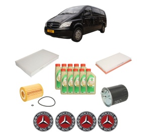Set Pachet filtre revizie Bosch, 10 litrii ulei Castrol 5W30 MERCEDES-BENZ VITO / MIXTO Van (W639) 122 CDI (639.601, 639.603, 639.605) din 2010, 4x Stickere auto cu MERCEDES-BENZ - Img 2