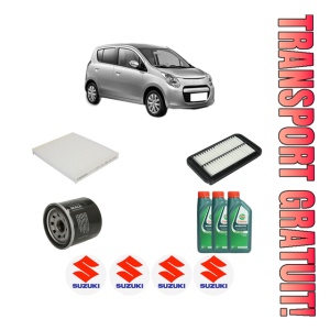 Set Pachet filtre revizie Bosch, 3 litrii ulei Castrol 10W40 SUZUKI ALTO VII (GF, HA25_, HA35_) 1.0 LPG din 2009, 4x Stickere auto cu SUZUKI