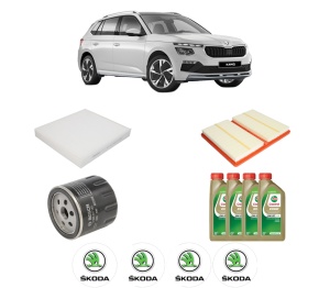 Set Pachet filtre revizie Bosch, 4 litrii ulei Castrol 0W20 SKODA KAMIQ (NW4) 1.0 TGI CNG din 2019, 4x Stickere auto cu SKODA - Img 2
