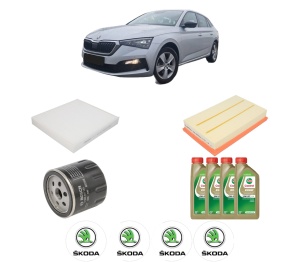 Set Pachet filtre revizie Bosch, 4 litrii ulei Castrol 0W20 SKODA SCALA (NW1) 1.0 TSI din 2019, 4x Stickere auto cu SKODA - Img 2