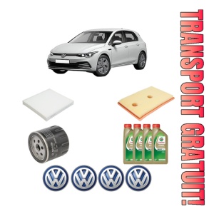 Set Pachet filtre revizie Bosch, 4 litrii ulei Castrol 0W20 Volkswagen GOLF VIII (CD1, DA1) 1.4 TSI eHybrid din 2020, 4x Stickere auto cu Volkswagen