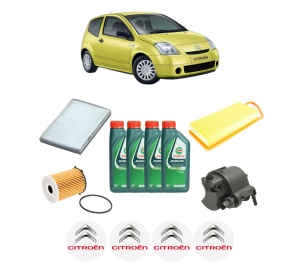 Set Pachet filtre revizie Bosch, 4 litrii ulei Castrol 10W40 CITROEN C2 ENTERPRISE (JG_) 1.4 HDi din 2006-2009, 4x Stickere auto cu CITROEN - Img 2