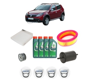 Set Pachet filtre revizie Bosch, 4 litrii ulei Castrol 10W40 DACIA SANDERO 1.6 LPG din 2010-2012, 4x Stickere auto cu DACIA - Img 2