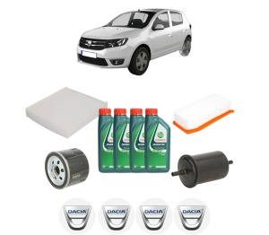 Set Pachet filtre revizie Bosch, 4 litrii ulei Castrol 10W40 DACIA SANDERO II 1.0 SCe 75 (B8JC, B8JD, B8NC) din 2016, 4x Stickere auto cu DACIA - Img 2