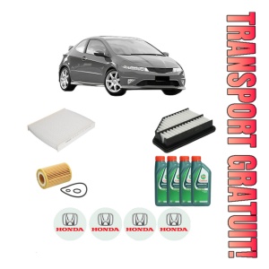 Set Pachet filtre revizie Bosch, 4 litrii ulei Castrol 10W40 HONDA CIVIC VIII Hatchback (FN, FK) 1.4 (FK1, FN4) din 2008-2011, 4x Stickere auto cu HONDA