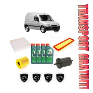 Set Pachet filtre revizie Bosch, 4 litrii ulei Castrol 10W40 PEUGEOT PARTNER Box Body/MPV (5_, G_) 1.4 BiFuel din 2003-2006, 4x Stickere auto cu PEUGEOT