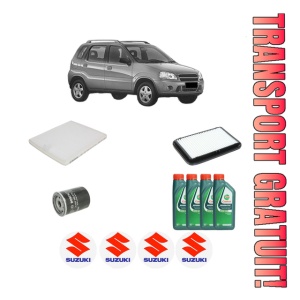 Set Pachet filtre revizie Bosch, 4 litrii ulei Castrol 10W40 SUZUKI IGNIS I (FH) 1.3 4WD (RG413) din 2000-2003, 4x Stickere auto cu SUZUKI